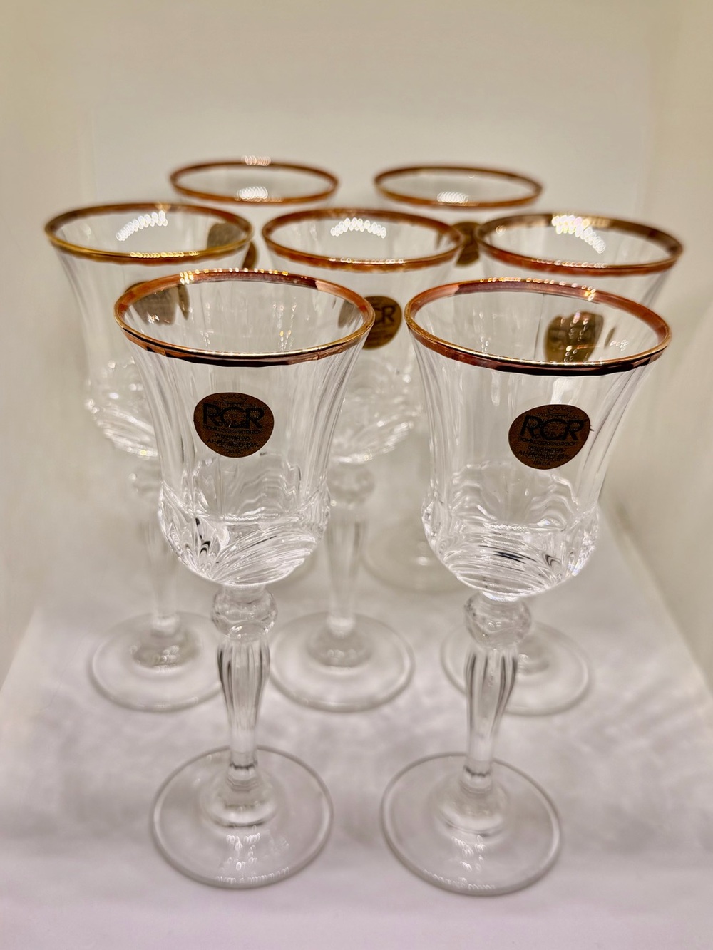 Crystal 24k Gold-Rimmed Cordial Glasses - Set of 7